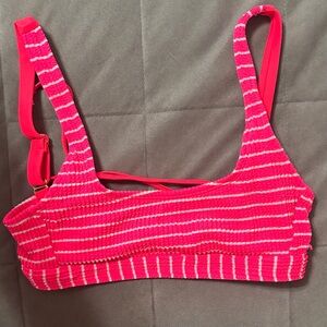 Pink and White Striped Bikini top